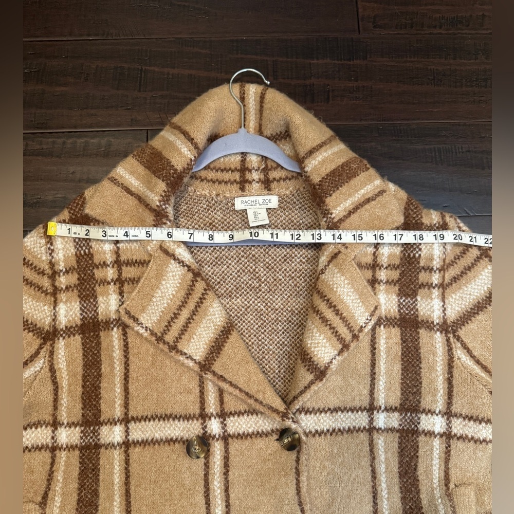 Rachel Zoe warm flannel winter jacket preppy boho cardigan neutral coat - Picture 3 of 9